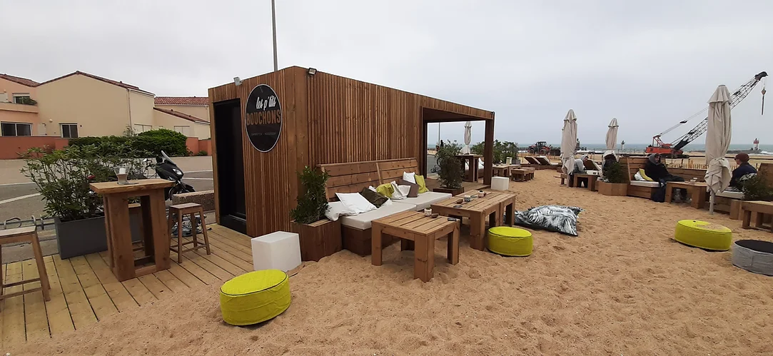 Conteneur kiosque commercial pour restauration rapide en bord de mer